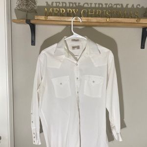 VINTAGE Sheplers White Pearl Button Up